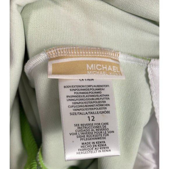 Michael Kors Women's Green Apple One-Shoulder Ribbed Swimsuit Lined 12 NWT's. - Picture 8 of 8